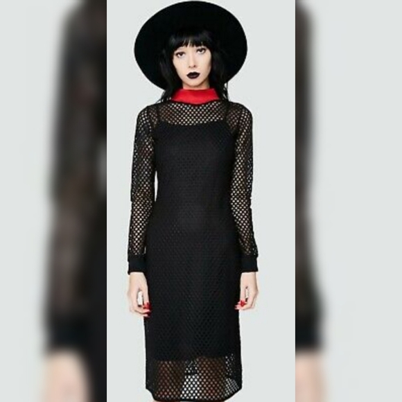 Disturbia Dresses & Skirts - DISTURBIA Enmeshed Midi Dress Red Collar 4 NWOT